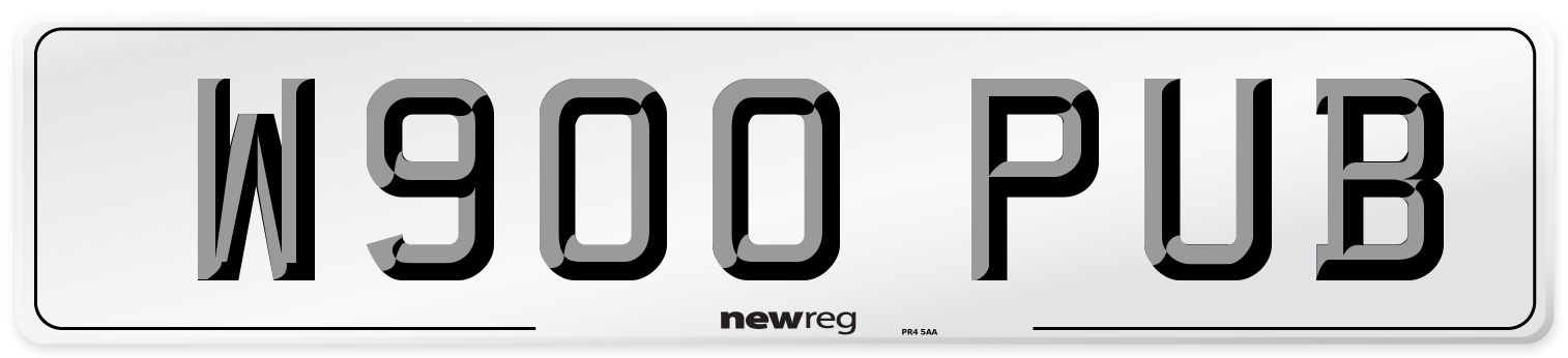 W900 PUB Number Plate from New Reg